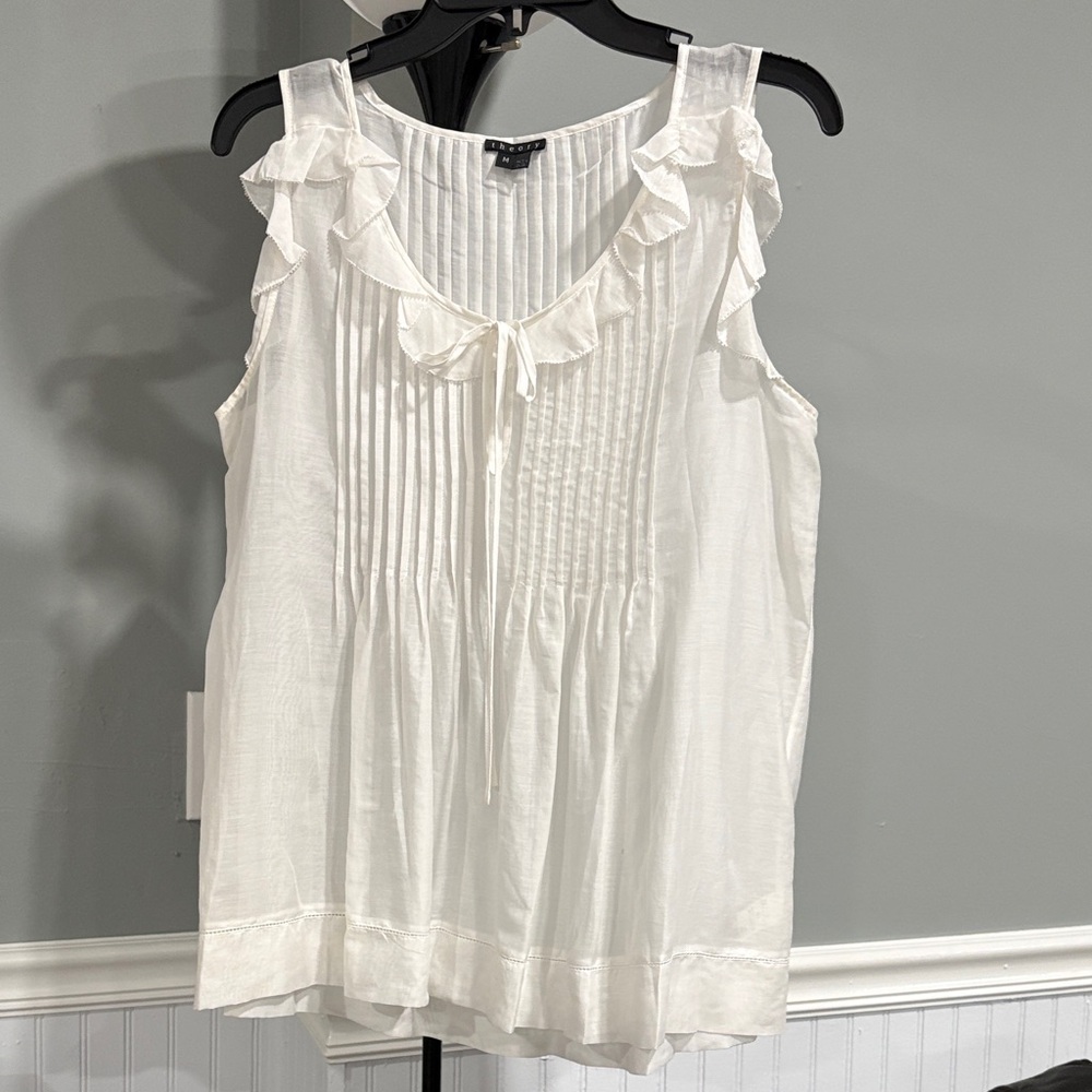 Theory Ivory Pleated Top